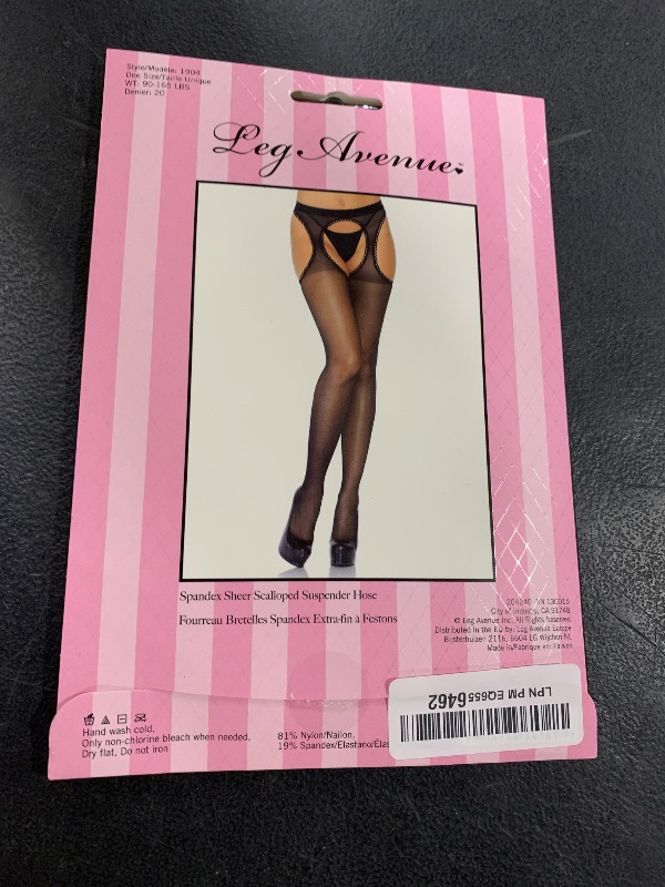 Photo 1 of Leg Avenue Women's Suspender Pantyhose, Black Sheer, One Size