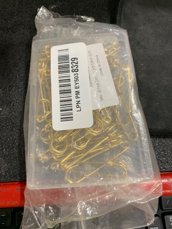 Photo 1 of 30 Pcs Large Safety Pins 2 Inch Heavy Duty Blanket Pins Big Safety Pin Steel Safety Pins for Blankets Clothes Crafts Leather Canvas, Gold