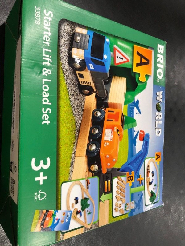 Photo 1 of BRIO Starter Lift&Load Set Wooden Toy Train Durable | Child Safe | Encourages Creativity | Compatible with All Wooden Railway Sets | Includes Engine, Lorry, Wagon, Track and More