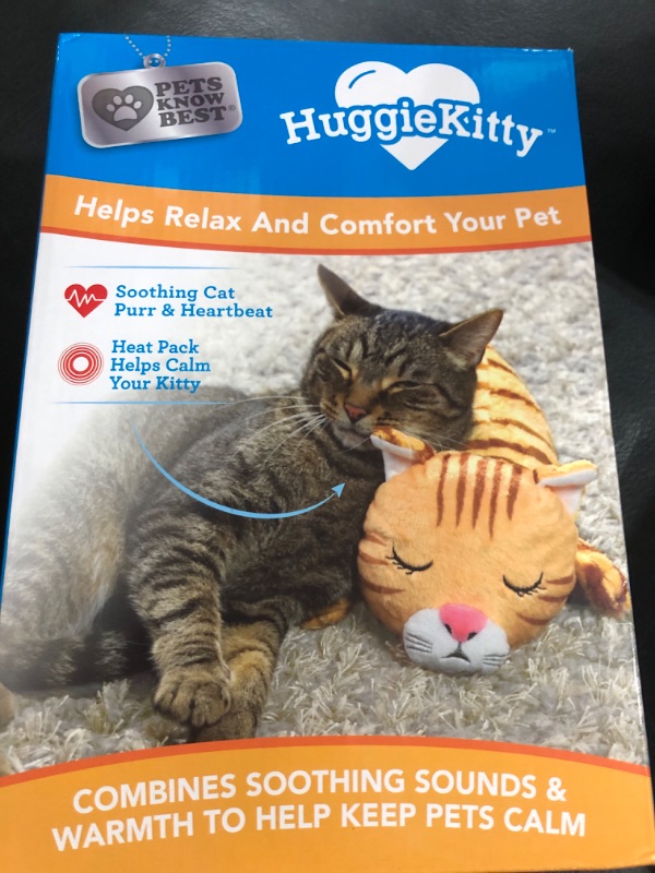Photo 1 of Pets Know Best HuggieKitty Cuddly Cat Toy, Soothing Sound & Warmth Help Relax & Comfort Your Pet- Purr & Heartbeat, Heating Pack- Orange