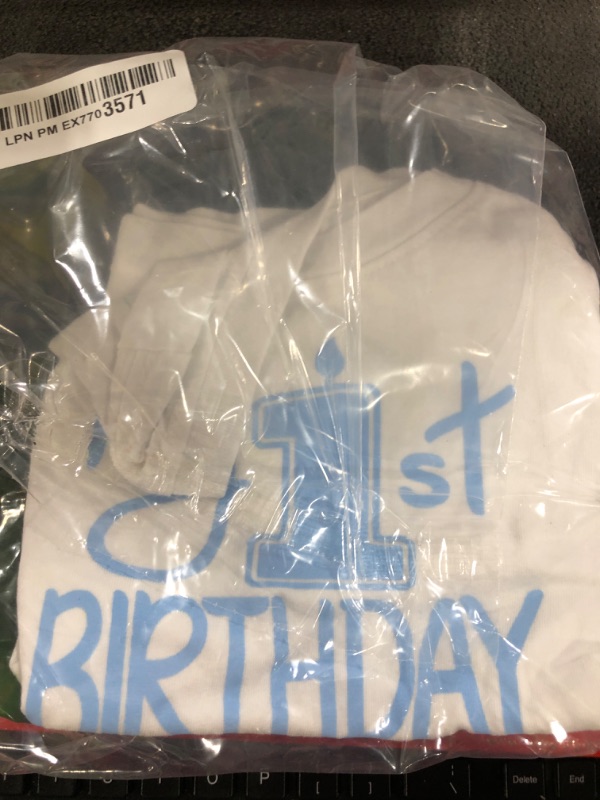 Photo 1 of Reaxion Handmade Cute Baby Boy My 1st Birthday 2025 First Party Outfit Shirts (SH 12M, 2025 LBW) Lt Blue White