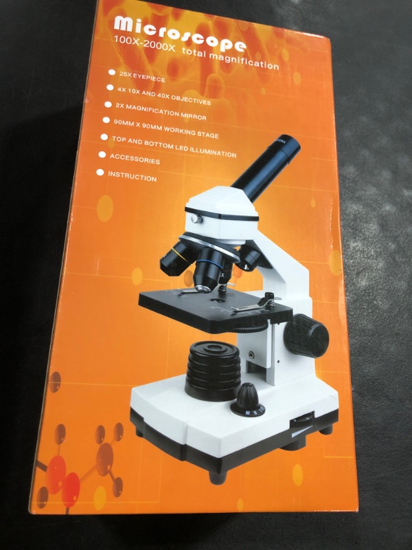Photo 1 of PalliPartners Compound Microscope for Adults & Kids - 100X-2000X High-Power Biological Microscope for Students, School Lab & Home Education, with Slides Set & Phone Adapter (White)