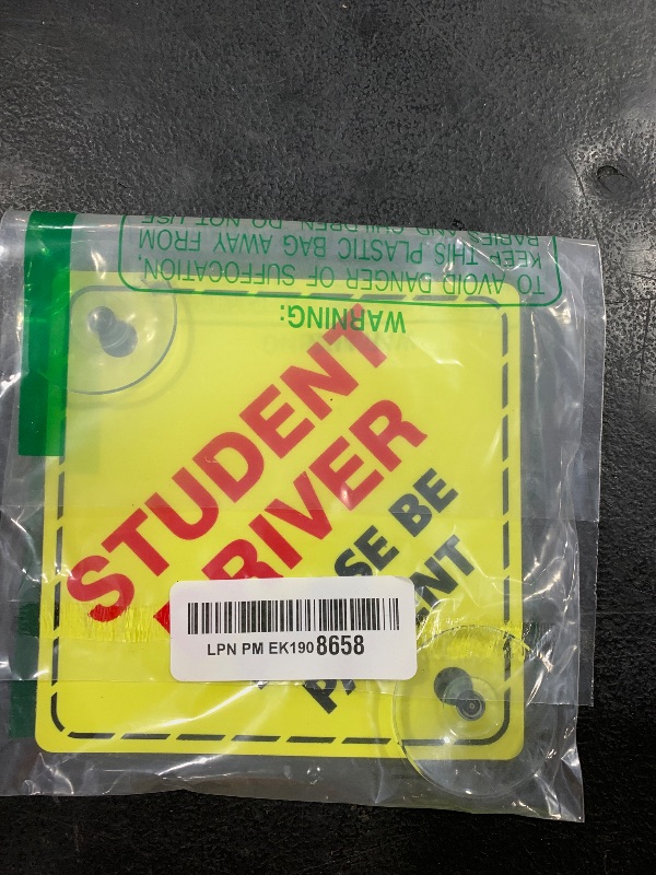 Photo 1 of Frienda 2 Pieces Student Driver Signs for Car 5 x 5 Inch Window Please Be Patient car New Student Driver Signs Stickers with Suction Cups Window Cling Beginner Rookie Quotes