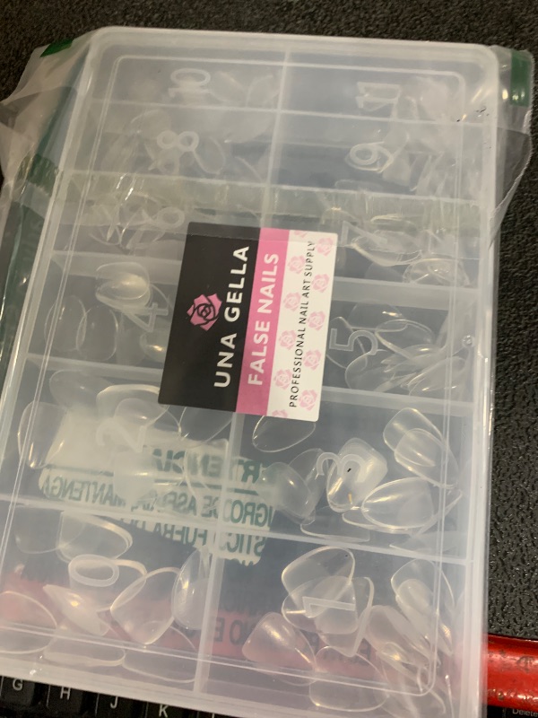 Photo 1 of UNA GELLA Extra Short Almond Nail Tips Full Cover 216PCS Gel Nail Tips Short Almond Shaped Nails Tips Soft Gelly Gel Clear Fake Nails Tip for Acrylic Nail Tip Soak Off Home DIY Salon Nails 12 Sizes