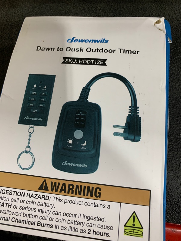 Photo 1 of DEWENWILS Dawn to Dusk Outdoor Timer for Swimming Pool, 125V/ 15A Plug in Sensor Outlet Timer Waterproof, 100FT Range Remote Control with 2 Grounded Electrical Outlets for Pool Pumps, Fountain, UL
