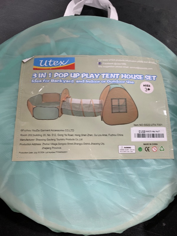 Photo 1 of UTEX 3 in 1 Pop Up Play Tent with Tunnel, Ball Pit for Kids, Boys, Girls, Babies and Toddlers, Indoor/Outdoor Playhouse