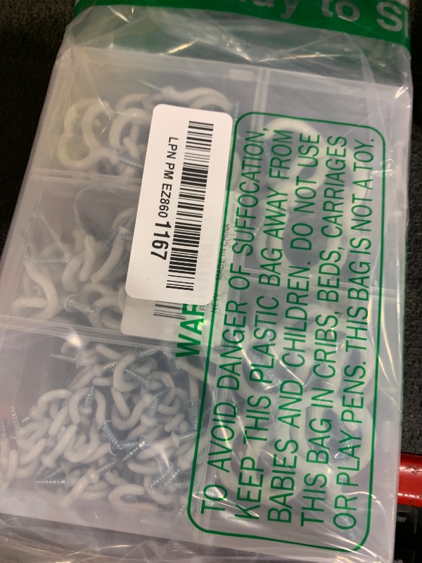 Photo 1 of Pylevemv 110Pcs Premium Screw Hooks, 5 Sizes White Vinyl Coated Cup Hook, from1/2 in Small Hooks to 1-1/2 in Ceiling Hooks Heavy Duty, Screw in Hooks for Hanging Plants, String Lights