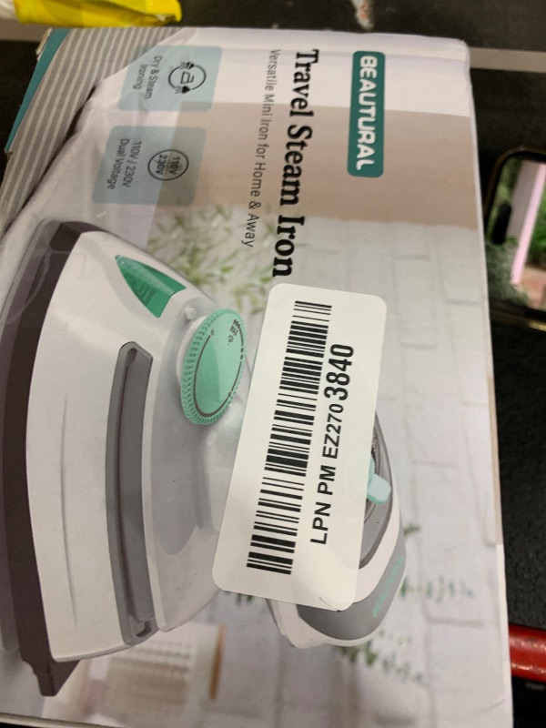 Photo 1 of BEAUTURAL Mini Travel Steam Iron for Clothes with Dual Voltage, Temperature Control, Non-Stick Soleplate and Cord Storage, Ideal for Sewing, Quilting and Handcraft