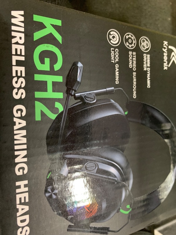 Photo 1 of Krysenix Wireless Gaming Headset with Microphone for PC, PS5, PS4, Switch, Mac, 2.4GHz Wireless & Bluetooth, Cool RGB Lighting, 40Hr Battery, 50mm Drivers Black