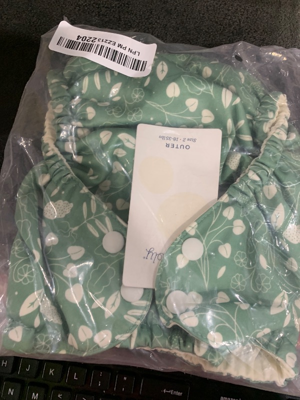 Photo 1 of Esembly Cloth Diaper Cover - Reusable Swim Diaper, Waterproof, Breathable - Adjustable Outer Layer Over Absorbent Inner for Blowout Protection - Botany, Size 2 (18-35lbs)