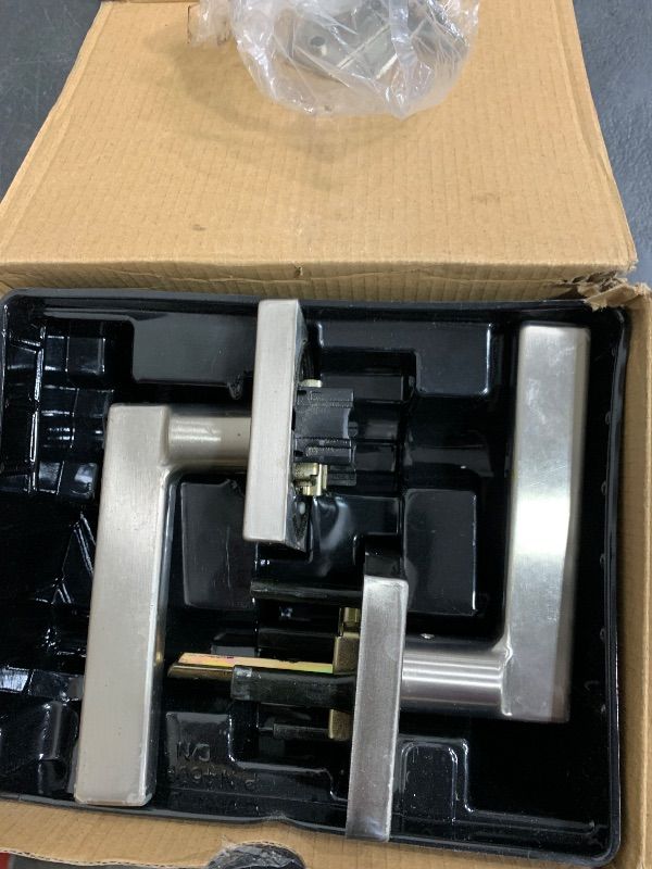 Photo 1 of Kwikset Casey Interior Passage Door Handle, Lever For Closet and Hallway Doors, Reversible Non-Locking Handle Lever, Satin Nickel , with Microban Protection