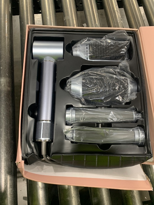 Photo 1 of 5 in 1 Hair Styler - 110000RPM Hot Air Brush, 20m/s Airflow, 0.75LB Aluminum Mini Lightweight Design, Negative Ionic Blow Dryer & Curling Iron, Thermal Brush Set Grey