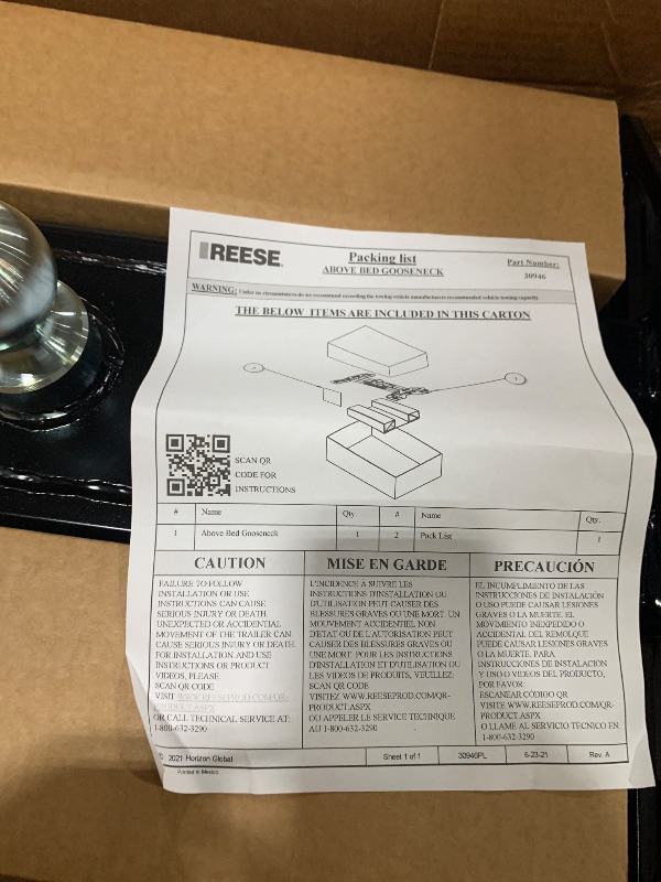 Photo 1 of Reese 30946 Max Duty Gooseneck Hitch, 14,000 lbs. Capacity, 2-5/16 Inch Ball Included, Exclusive use Max Duty Underbed Mounting System
