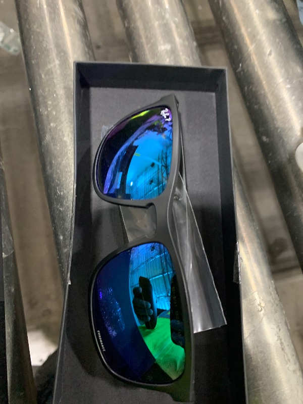Photo 1 of Ray-Ban Men's RB4264 Chromance Square Sunglasses, Matte Black/Polarized Green Mirrored Blue, 58 mm + 0