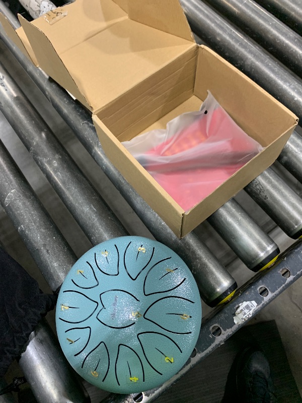 Photo 1 of  Rain Drum for Outside Garden, 6 Inches 11 Notes Steel Tongue Drum Handpan Percussion Instrument for Yoga Meditation & Sound Therapy, Adult Gift with Bag, Mallets & Songbook (Moss Blue) 
