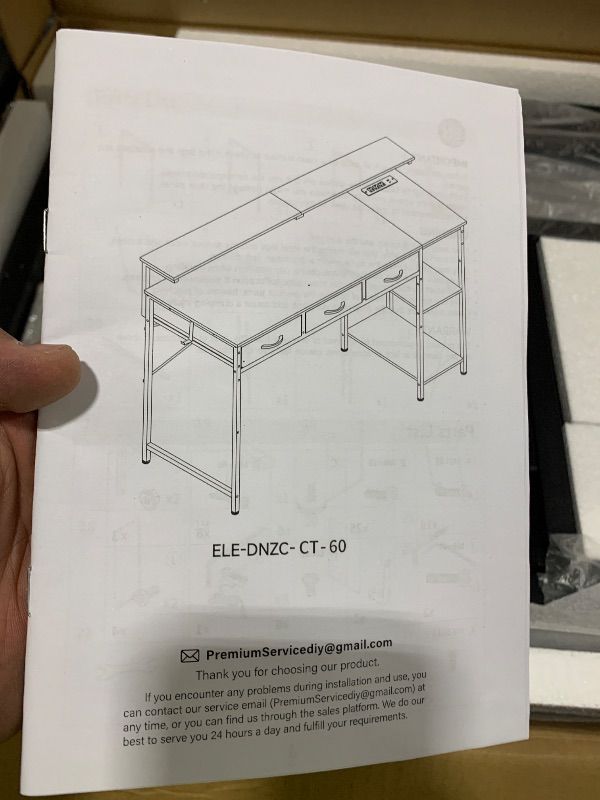 Photo 1 of 55" COMPUTER DESK
 W/ 3 DRAWERS AND POWER OUTLETS