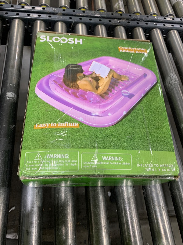 Photo 1 of SLOOSH Inflatable Tanning Pool Lounger Float, 70" x 46" Pool Floats Adult with Pillow, 4 in 1 Suntan Tub Raft Floatie,Sunbathing Bed Lounge for Water Blow Up Kids Ball Pit Party Gifts, L-Pink