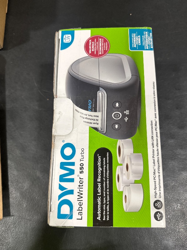 Photo 1 of DYMO LabelWriter 550 Turbo Label Printer Bundle Label Maker with Direct Thermal Printing Automatic Includes Address Labels Multipurpose Labels Durable Multipurpose
