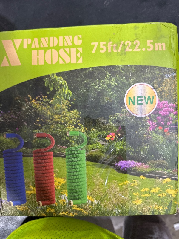 Photo 1 of 75 ft Expandable Garden Hose, 2025 New Ultra Lightweight Kink Free Flexible Water Hose 75ft, 10 Pattern Spray Nozzle, Leak-Proof Solid Brass Fittings, High-Density Outer Fabric & Durable Inner Core