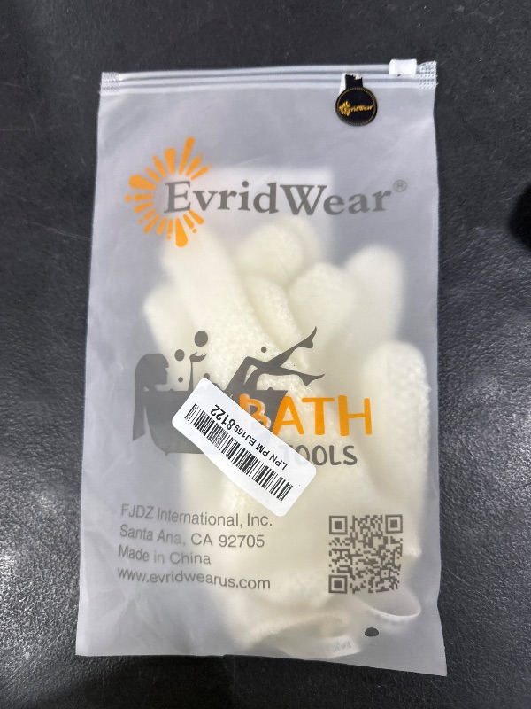 Photo 1 of Evridwear Exfoliating Dual Texture Bath Gloves for Shower, Spa, Massage and Body Scrubs, Dead Skin Cell Remover, Gloves with Hanging Loop (1 Pair Light Glove)