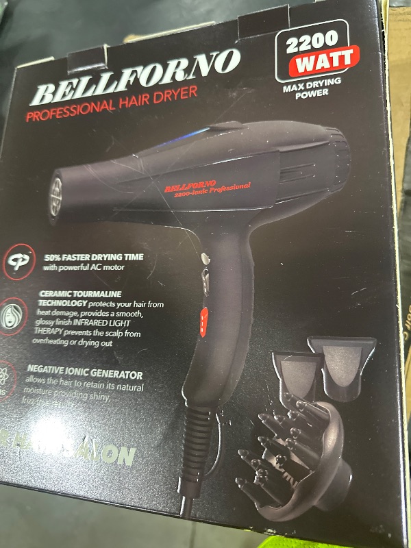Photo 1 of Professional 2200W Diffuser Hair Dryer for Curly and Natural Wavy Hair, Low Noise Negative Ionic Blow Dryer with Diffuser, The New Upgraded Motor & Ceramic Technology for Fast Drying by BELLFORNO