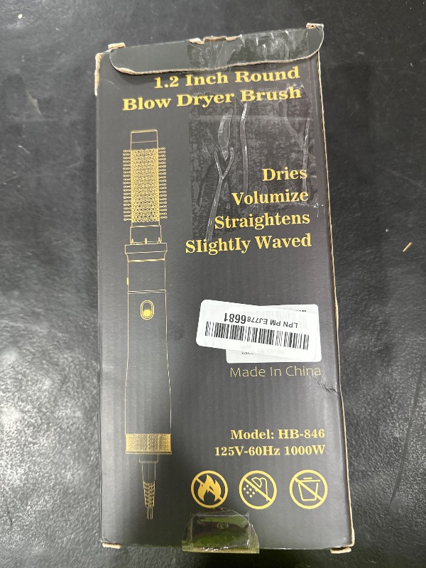 Photo 1 of Round Hair Blow Dryer Brush - 1.2 Inch Ceramic Barrel Hair Dryer Brush for Short/Middle Hair, One Step Drying, Volumizing, Straightening and Styling, Negative Ionic Dryer Brush (Black-Golden, 1.2)