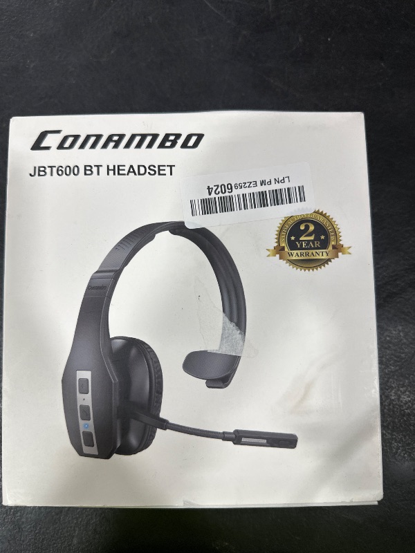 Photo 1 of Conambo JBT600 Trucker Bluetooth Headset with Tri-Mic Noise Cancelling, CVC 8.0, Mute Button & 60Hrs Battery Life – Wireless Headset for Truck Drivers, Cell Phones & Office Use