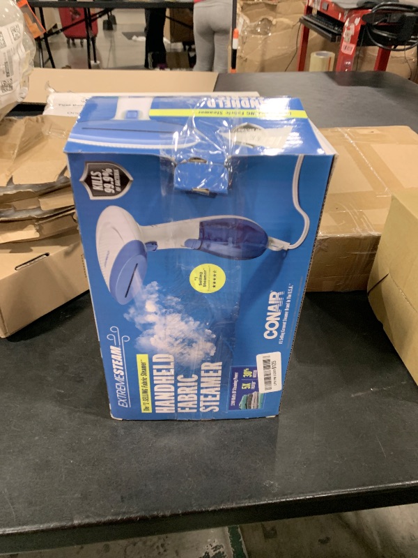 Photo 1 of Conair Handheld Garment Steamer for Clothes, ExtremeSteam 1200W, Portable Handheld Design,White/Blue