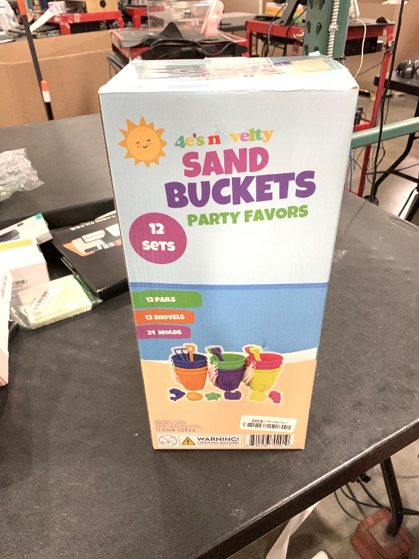 Photo 1 of 4E's Novelty 12 Sets Beach Toys - Includes 12 Sand Buckets, 12 Shovels, 24 Sand Molds for Kids - Small 5.75" Beach Buckets Bulk for Summer Party Favors, End of Year Student Gifts Toys