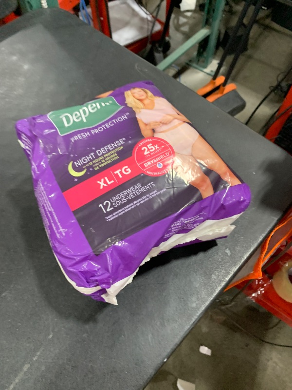 Photo 1 of Depend Night Defense Adult Incontinence & Postpartum Bladder Leak Underwear for Women, Disposable, Overnight, Extra-Large, Blush, 12 Count, Packaging May Vary