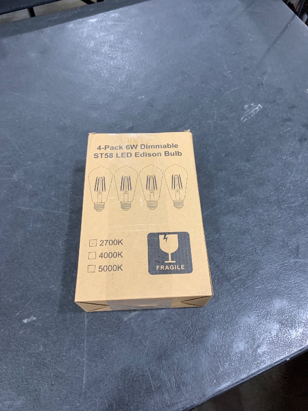 Photo 1 of PARTPHONER LED Light Bulbs Dimmable Vintage Edison Bulb, E26 LED Bulb 60W Equivalent 720 Lumens, Warm White 2700K, ST58 Antique LED Filament Bulb CRI 85+, Clear Glass, Pack of 4