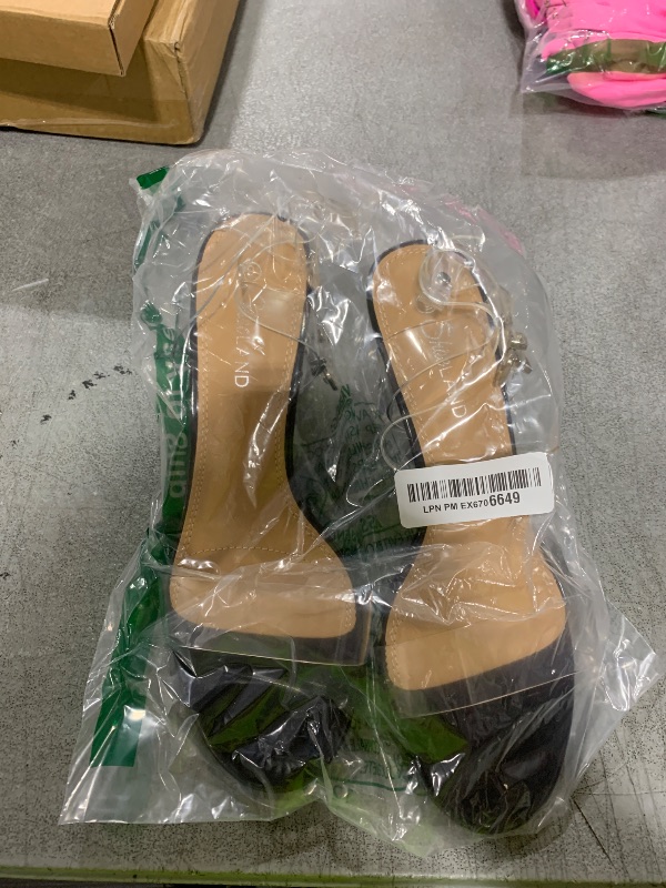 Photo 1 of Shoe Land Women's Low Heels – 2.75 Inch Chunky Block Heeled Sandals | Clear Sandals, Open Toe Dressy Short Heels with Ankle Strap for Wedding, Prom & Party, ClearBlack, Size 9.0, SL-Amaya
