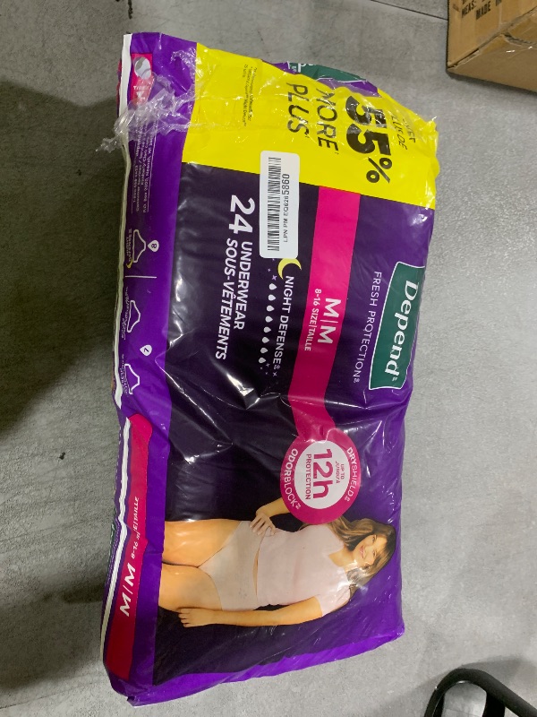 Photo 1 of Depend Night Defense Adult Incontinence & Postpartum Bladder Leak Underwear for Women, Disposable, Overnight, Medium, Blush, 24 Count, Packaging May Vary
