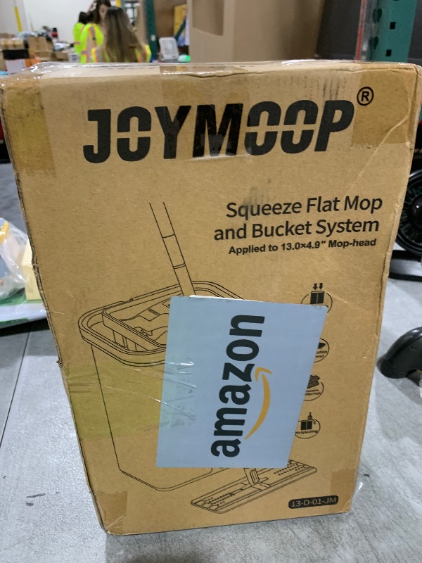 Photo 1 of JOYMOOP Mop and Bucket with Wringer Set, Hands Free Flat Floor Mop and Bucket, with 3 Washable Microfiber Pads, Wet and Dry Use, Floor Cleaning System