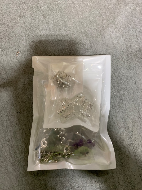 Photo 1 of 40Pcs Natural Colored Crystal Stone Hair Accessories, hoyuwak Metal Hair Charms, Silver Loc Dreadlock Spirals, Cuffs & Rings for Women's Hairstyles