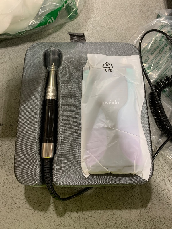 Photo 1 of Lavinda Professional Nail Drill Machine, Cordless Rechargeable 35,000RPM Brushless Nail Drill, Portable Electrical Nail File for Acrylic Nails with Charging Base, Bling Green Purple Gradient