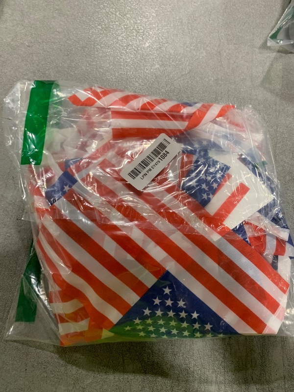 Photo 1 of 32.8ft 38 Pcs Rectangle USA America Pennant Flags Banner - Mini American String Banner Flag, Red White Blue Stripe Bunting Banner for 4th of July Independence Day Memorial Day Veteran Day Decorations