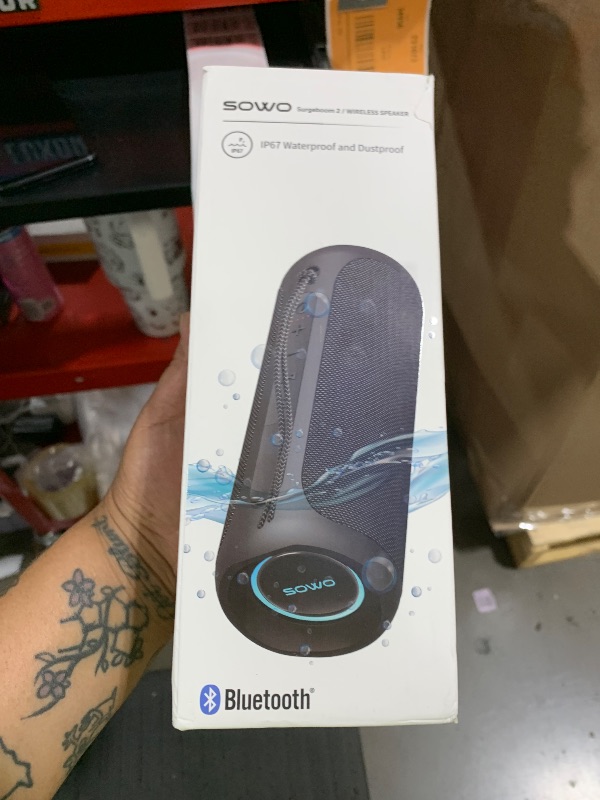 Photo 1 of Wireless Portable Speaker,IPX7 Waterproof Bluetooth Speaker, 25W Loud Stereo Sound, Bassboom Technology, TWS Pairing, Built-in Mic, 16H Playtime with Lights for Home Outdoor - Black