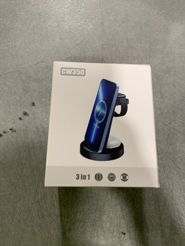 Photo 1 of 3 in 1 Charging Station for iPhone, Wireless Charger for iPhone 16e 16 15 14 13 12 11 X Pro Max & Apple Watch - Wireless Charging Station for AirPods 4 3 Pro
