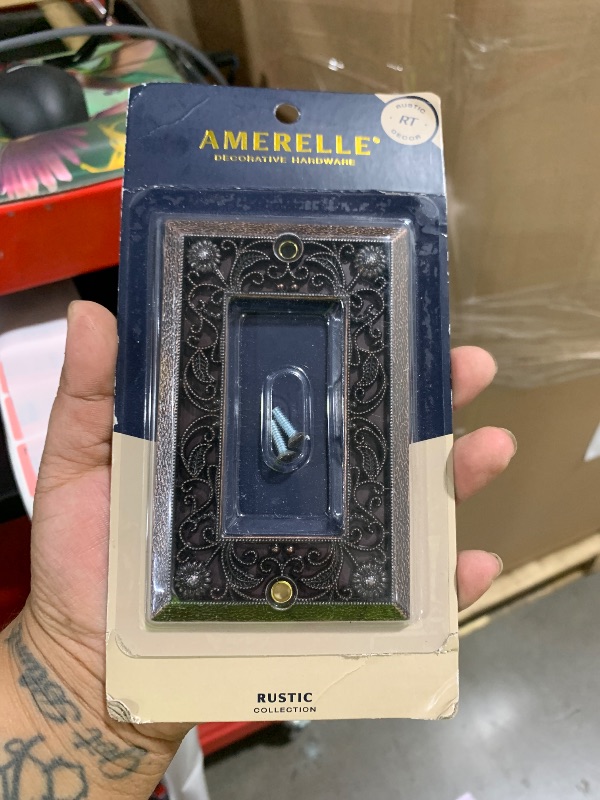 Photo 1 of Amerelle 65RDB Filigree Wallplate, 1 Rocker, Cast Metal, Aged Bronze, 1-Pack