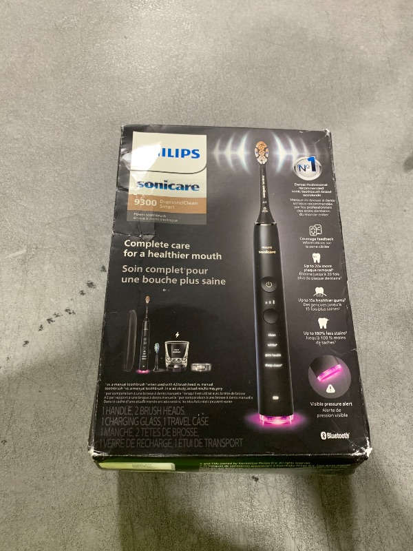 Photo 1 of Philips Sonicare DiamondClean Smart 9300 Electric Toothbrush, Sonic Toothbrush with App, Pressure Sensor, Brush Head Detection, 4 Brushing Modes and 3 Intensity Levels, Black, Model HX9903/15