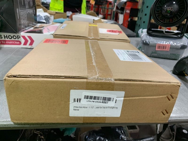 Photo 1 of ZYfire Fire Hose - 1-1/2" ID x 50 FT Single Jacket EPDM Firefighter Hose with M × F NST/NH Aluminum Couplings 750 PSI Burst Pressure Lightweight for Use in Firefighting