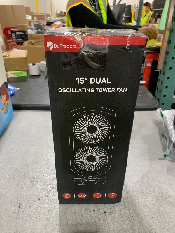 Photo 1 of DR.PREPARE Small Tower Fan Oscillating Table Fans with 270° Tilt, 105° Oscillating, 3 Speeds and 3 Auto-Off Timer, Portable USB Powered Desk Fan for Bedroom Office Home Desk, Powerful Airflow 15 Inch