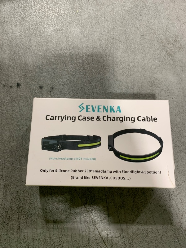 Photo 1 of SEVENKA Portable Carrying Case & Short USB-C Charging Cable Only for Silicone Rubber 230° Rechargeable Sensor Headlamp with Floodlight & Spot Light, Headlamp Bag Travel Case (No Headlamp)