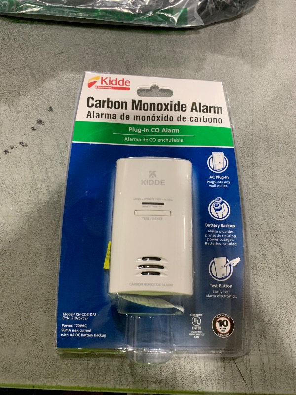 Photo 1 of Kidde Carbon Monoxide Detector, Plug In Wall with AA Battery Backup, Test-Hush Button