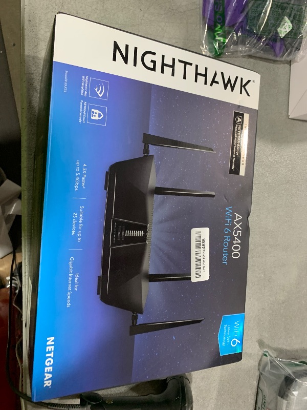 Photo 1 of NETGEAR Nighthawk 6-Stream Dual-Band WiFi 6 Router (RAX54S) – Security Features, AX5400 Wireless Speed, Up to 5.4 Gbps, Covers up to 2,500 sq. ft., 25 Devices - 1-Year Armor Subscription Included