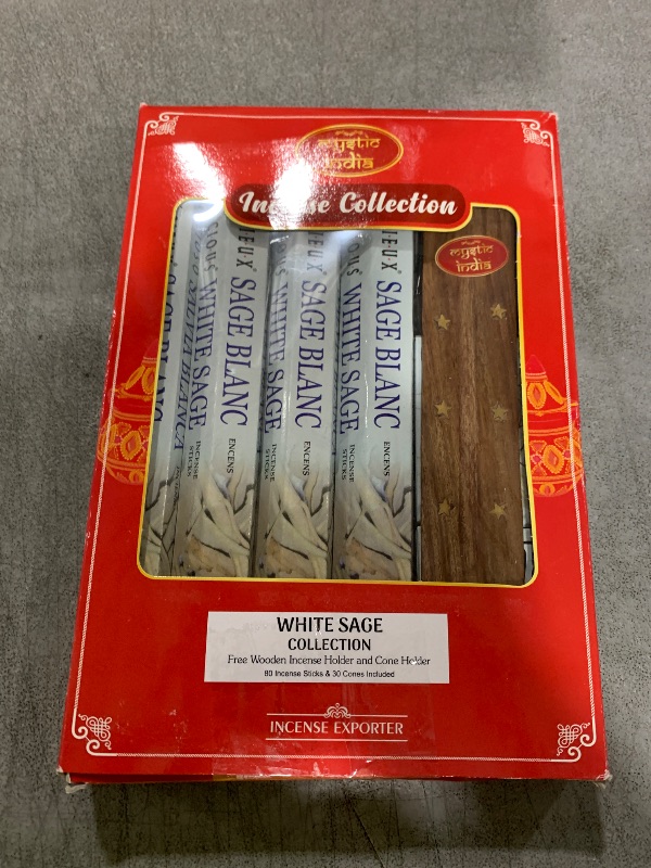 Photo 1 of Mystic India - Hem Incense White Sage 4 Tube Hexa & 3 Box Cones with Free Incense Holder & Cone Holders.