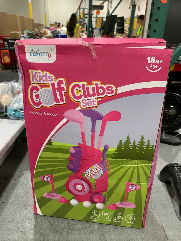 Photo 1 of Liberry Toddler Golf Set for 1 2 3 4 Years Old, Upgraded Kids Golf Cart with Unique Shoulder Strap Design, Indoor and Outdoor Golf Toys for Boys Girls (Pink)