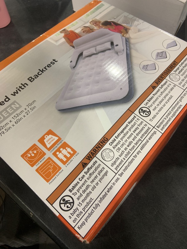 Photo 1 of DIMAR GARDEN Queen Size Air Mattress with Headboard and Pillows, Inflatable Bed Blow Up Bed