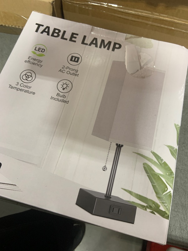 Photo 1 of 15'' Table Lamp for Bedroom set of 2,3-Color Bedside Lamps with Pull Chain Table Lamps for Night stands with AC Outlet,Small Night Light Lamps with 2 Bulbs Lamps for Living Room Kids Room Office Decor